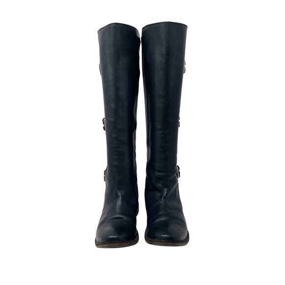 Frye Paige Tall Buckle Boots - Black Leather - Riding - Size 6.5 - Picture 5 of 11